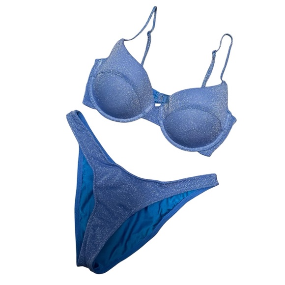 TRIANGL Blue Sparkly Underwire Bikini with Bag - Picture 2 of 7